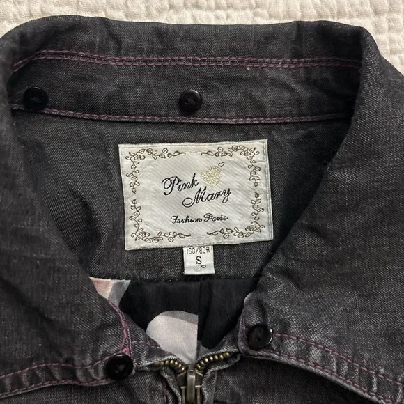 y2k bejeweled black/grey denim jacket ੈ✩‧₊ - Picture 4 of 6